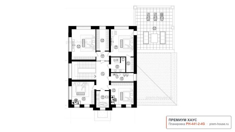Планировка 2 этажа дома Классика КВ-443, 441 м²— Премиум Хаус