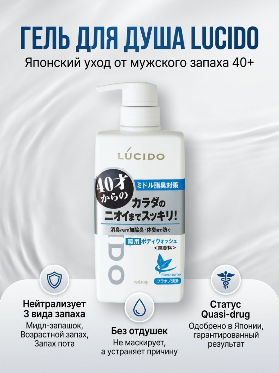 Гель для душа Lucido Лечебный Дезодорирующий, 450мл
