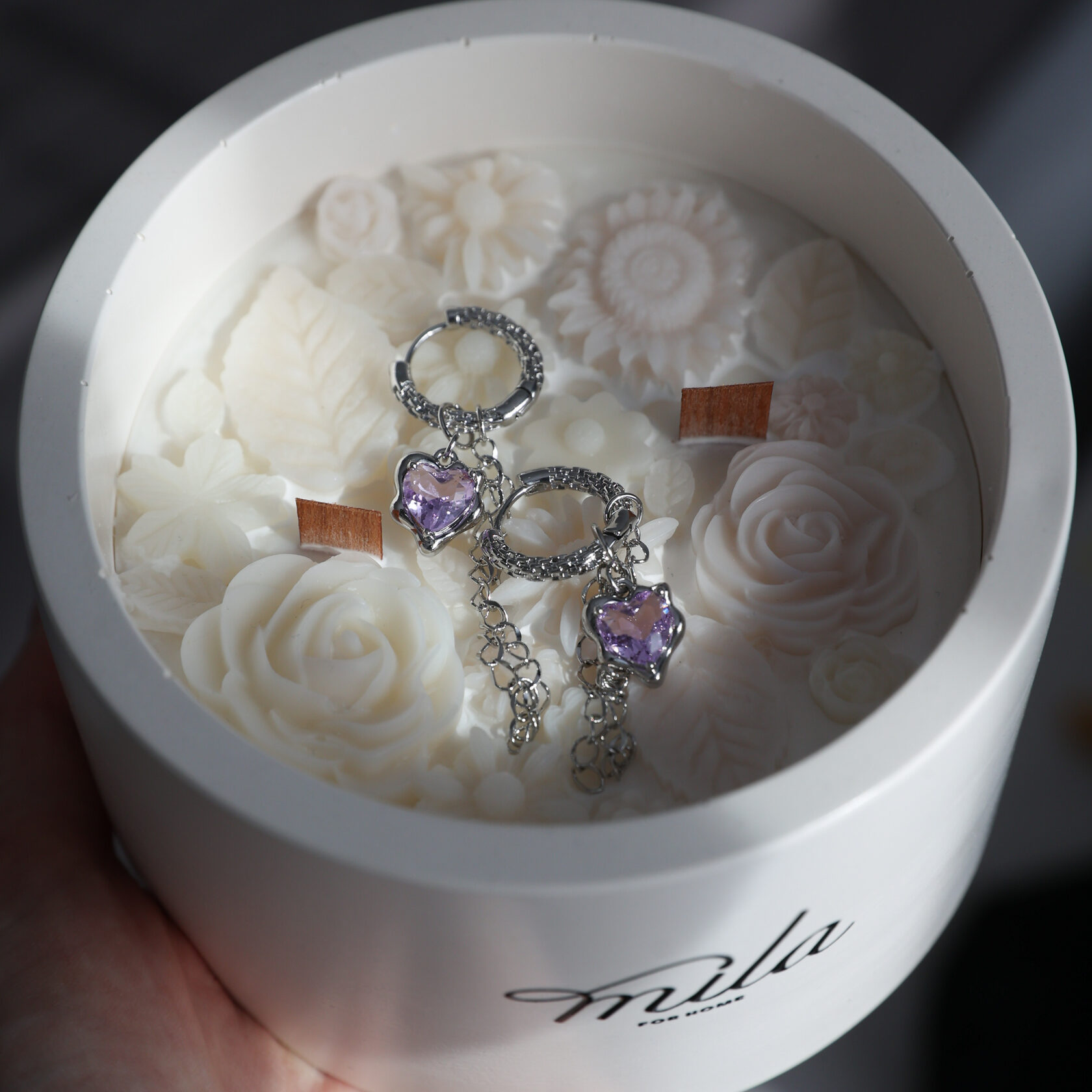 Серьги-конго с сердцами и цепочками