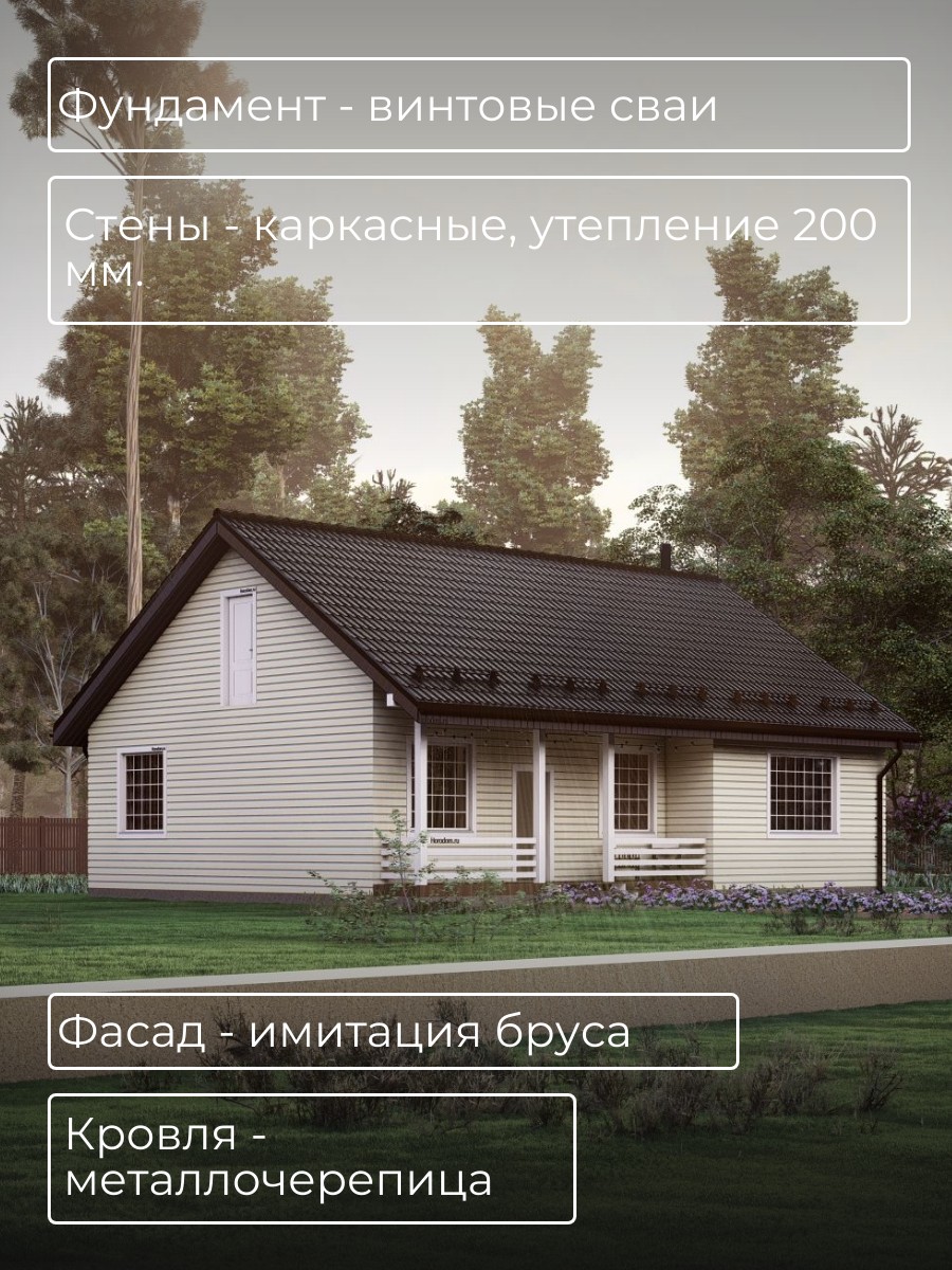 Проект дома 97 м2 / Каркасник / 1 этаж / — фото 5
