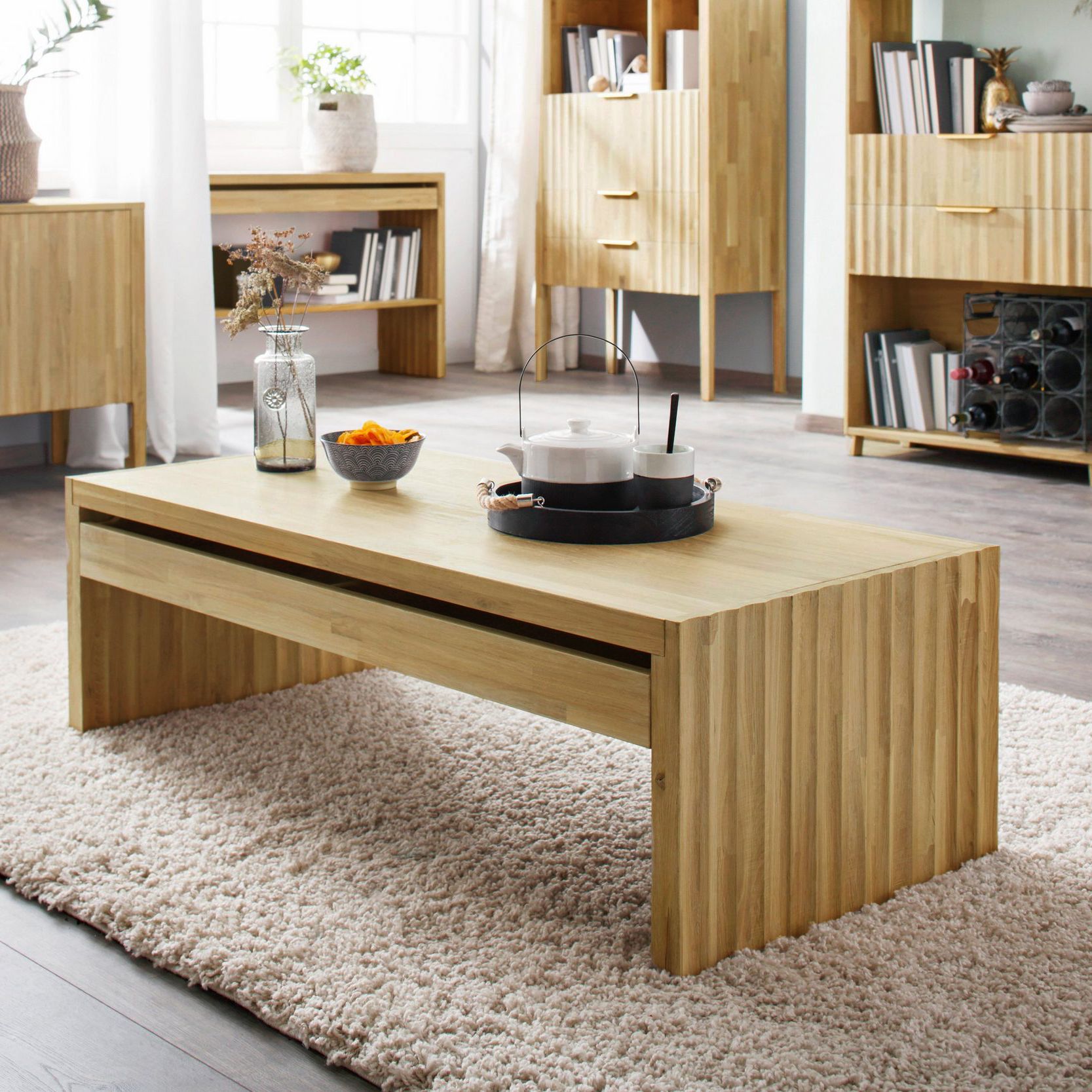 Стол журнальный с ящиками Розенбург, из массива дуба, 125х60 см