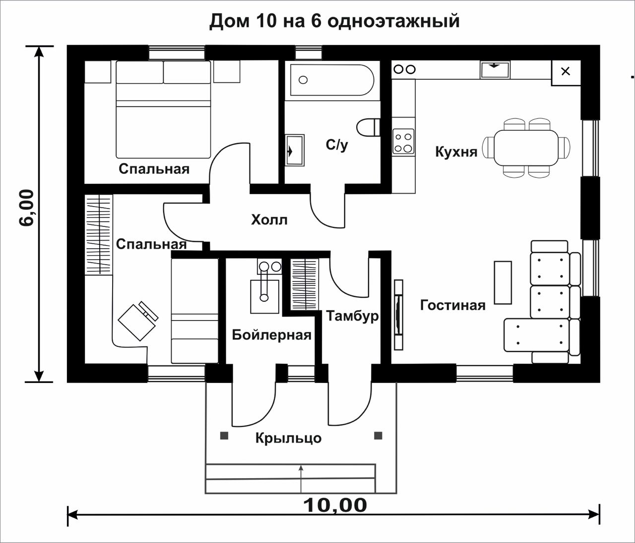 Дизайн дома 6 на 10 одноэтажный