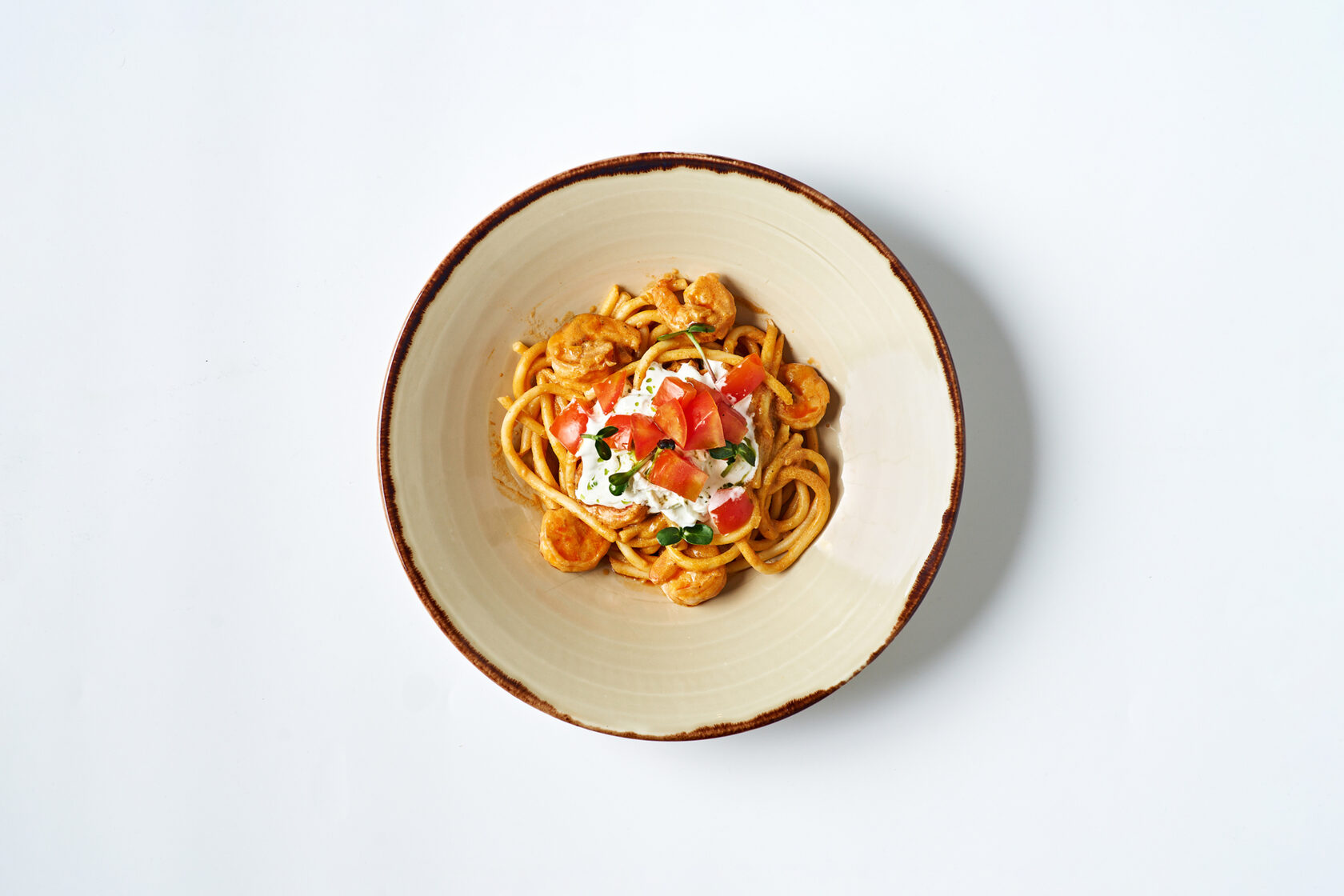 Букатини с креветками и страчателлой, 250 г