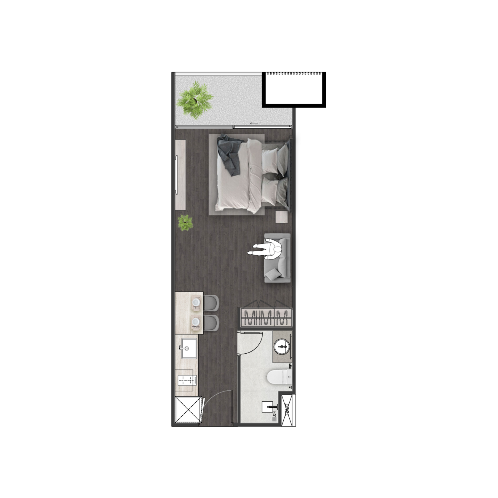 Unit 4501 — Studio · 35 m²