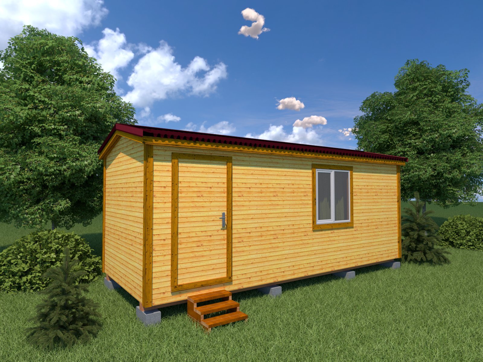 Бытовка классическая деревянная 6х2,3 с двускатной крышей