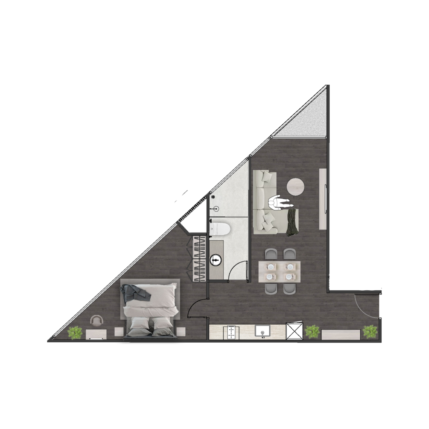 Unit 1715 — 1 Bed · 58.25 m²