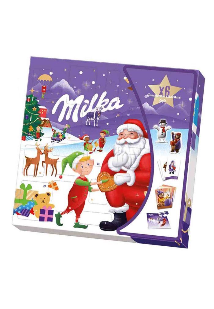 Шоколадний адвент календар Milka Christmas Friends з пазлами та