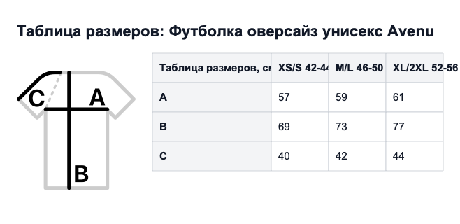 Таблица размеров