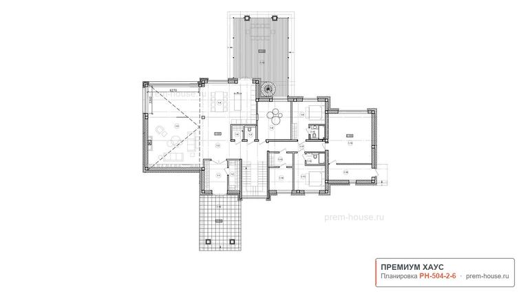 Планировка 2 этажа дома Дом в стиле Райт В504, 504 м² — Премиум Хаус
