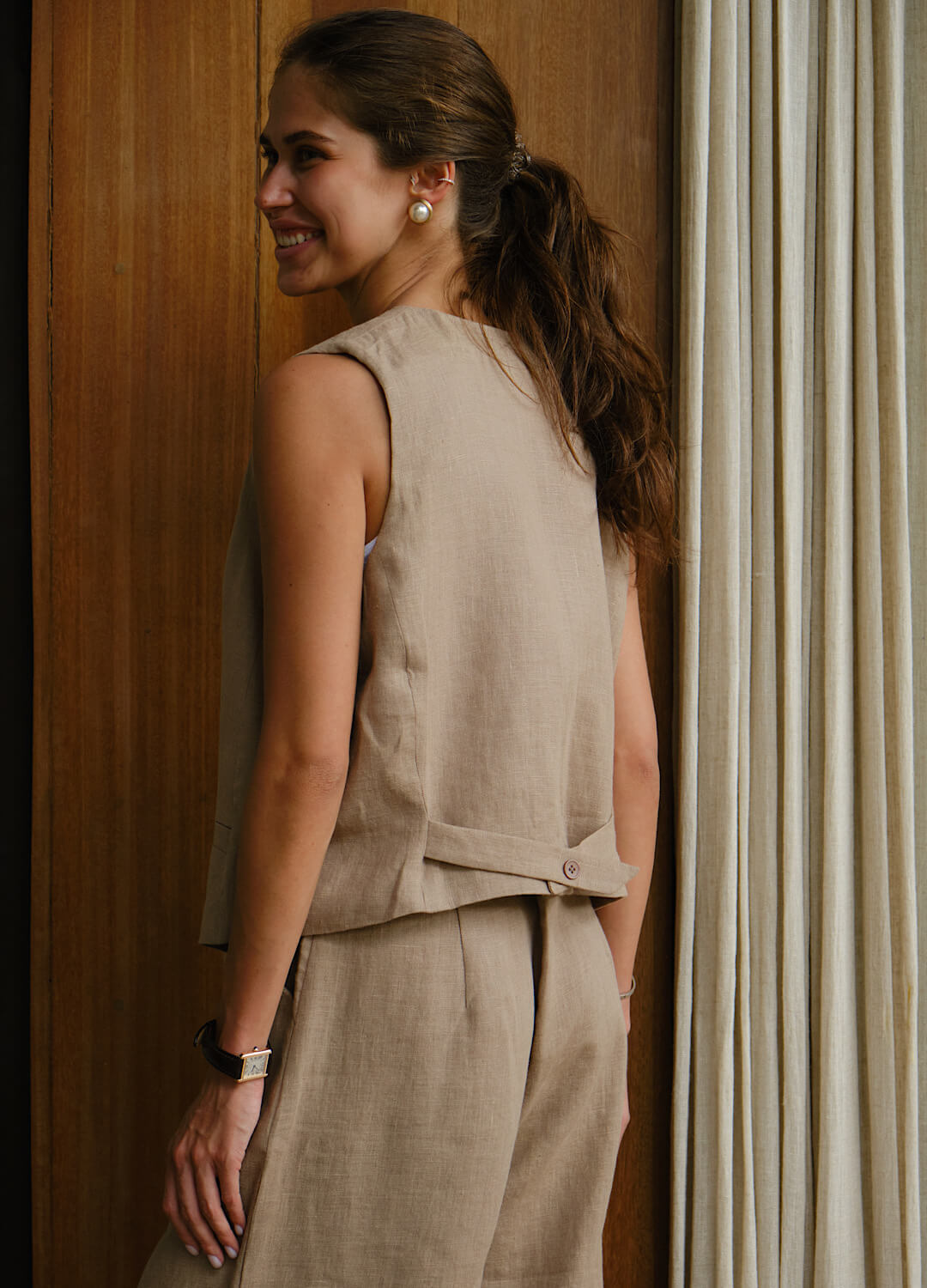 

Жилет изо льна - Бежевый, Taupe;бежевый