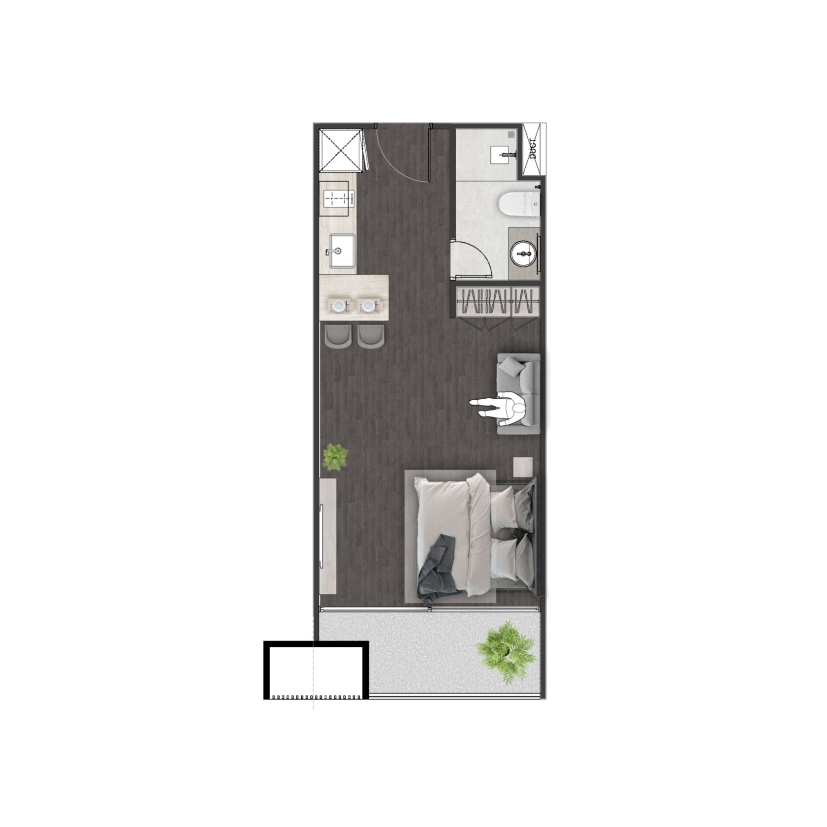 Unit 3205 — Studio · 39.6 m²