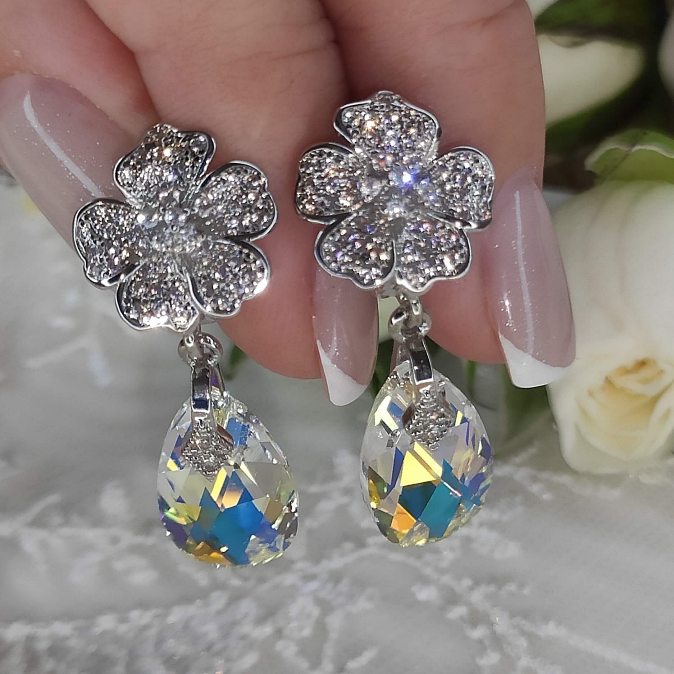 Серьги Swarovski серебро. Купить сережки с кристаллами сваровски ...
