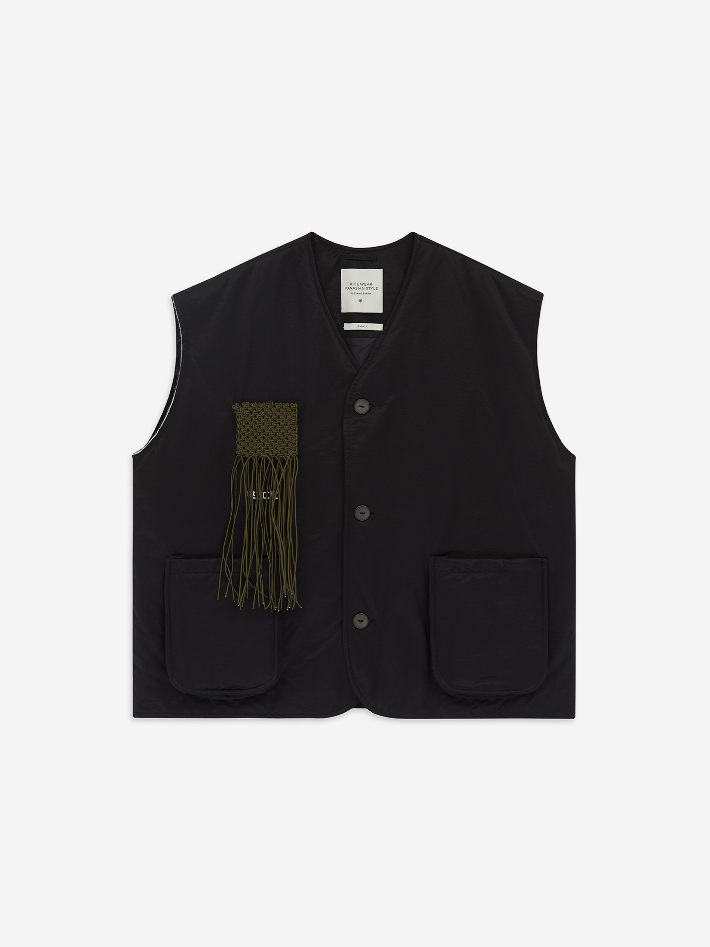 PANASIAN MACRAME OVERSIZE ЖИЛЕТ - Черный - M