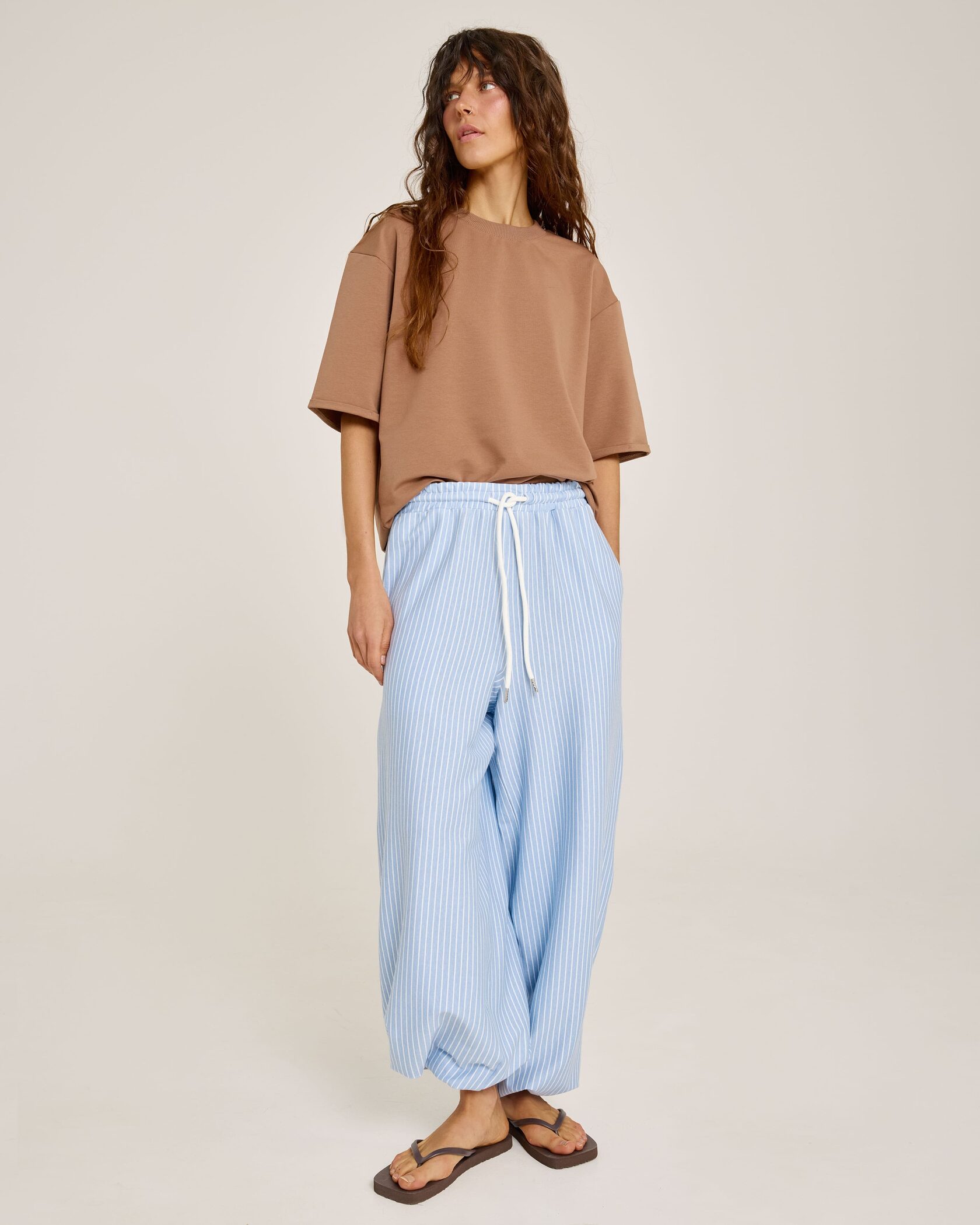 Брюки из хлопка в полоску