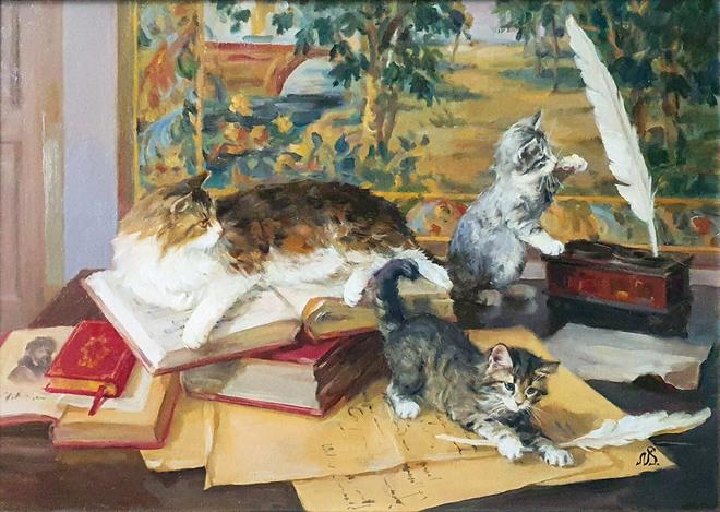 Картина «Коты и книги» - Новосадюк Святослав