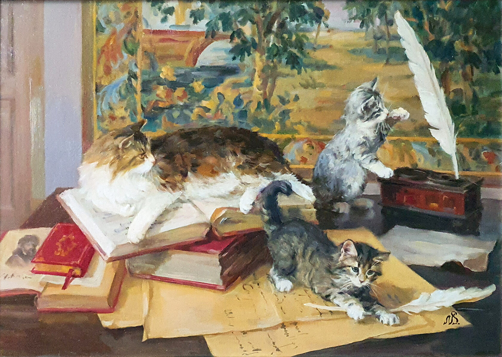 Картина «Коты и книги» - Новосадюк Святослав
