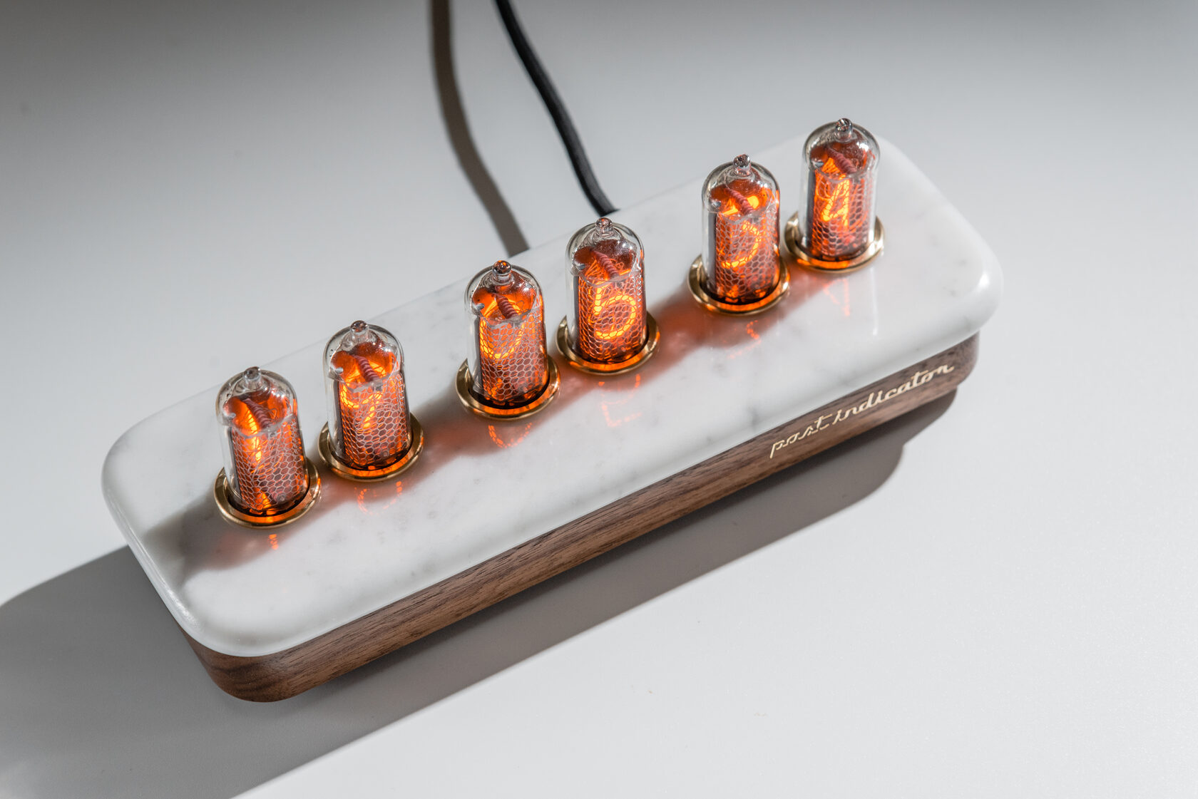 Vostok-1: Carrara Marble nixie clock, view 2