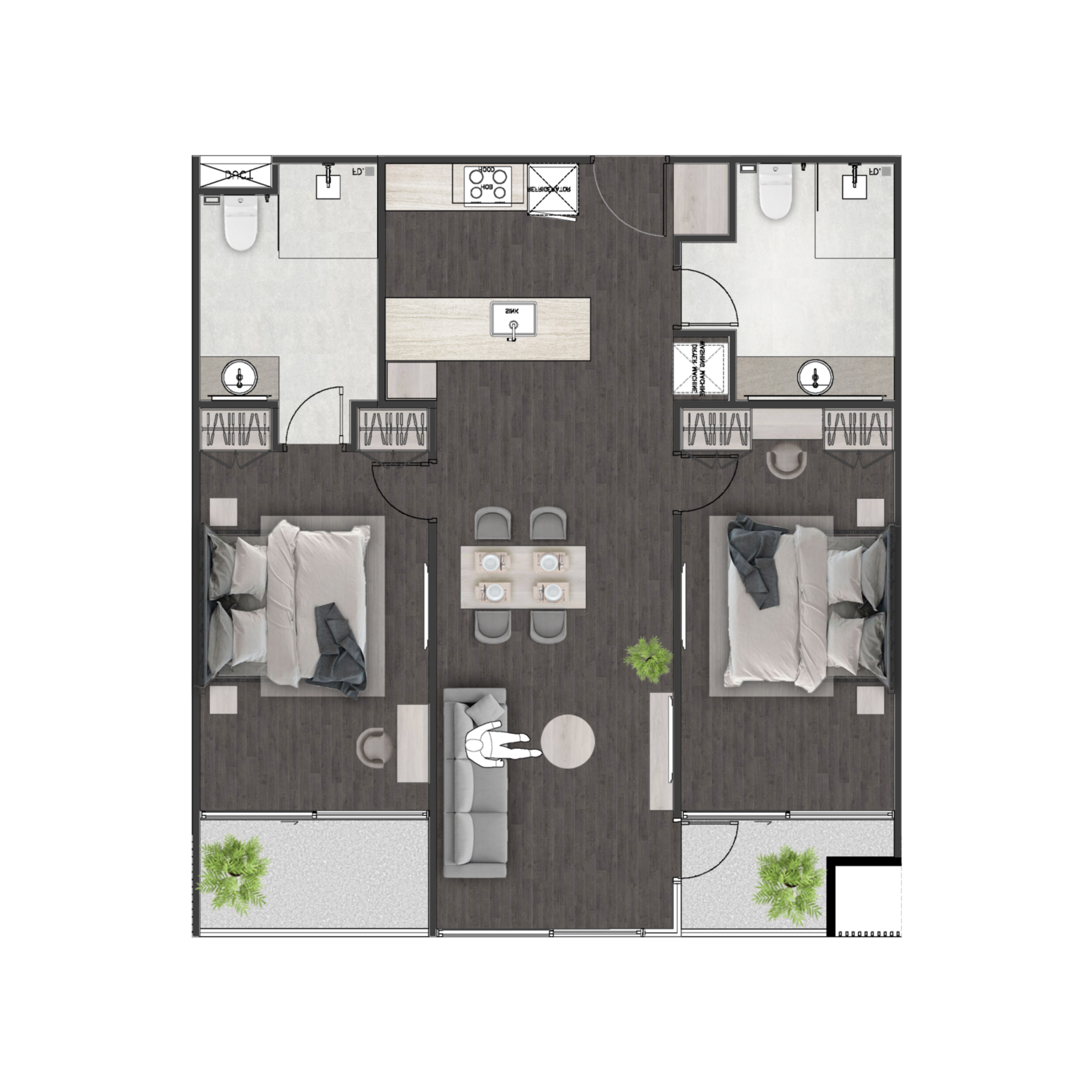 Unit 1706 — 2 Bed · 89.1 m²