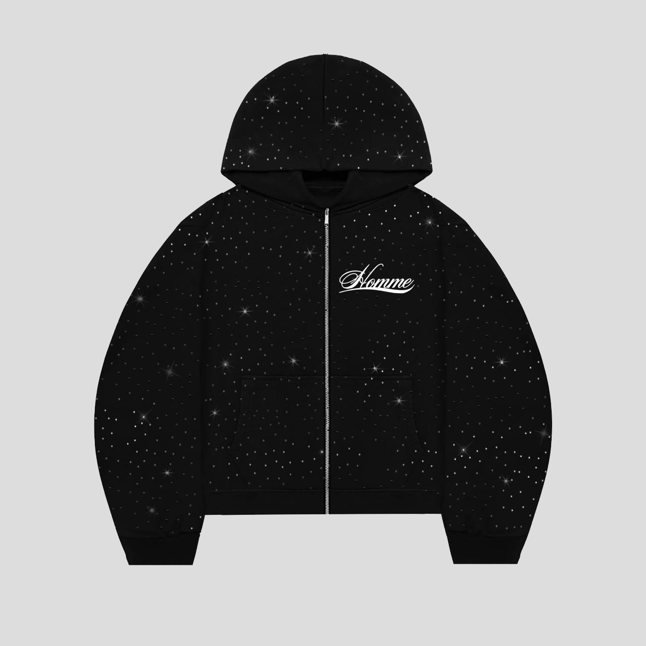 Diamond Patch Zip Hoodie YLS0609