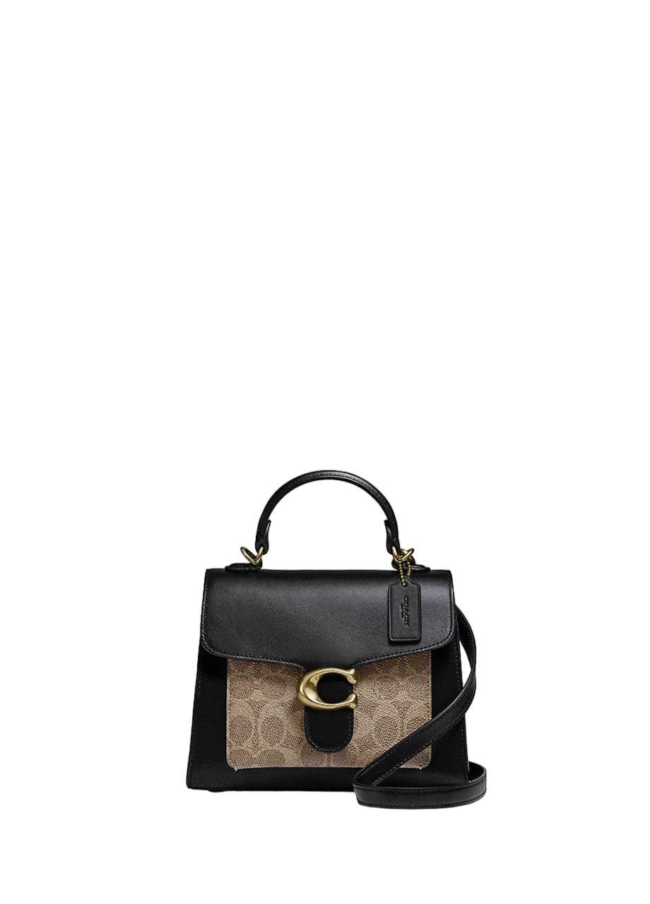 Coach Tabby Top Handle 20 in Signature Canvas Tan Black Coach