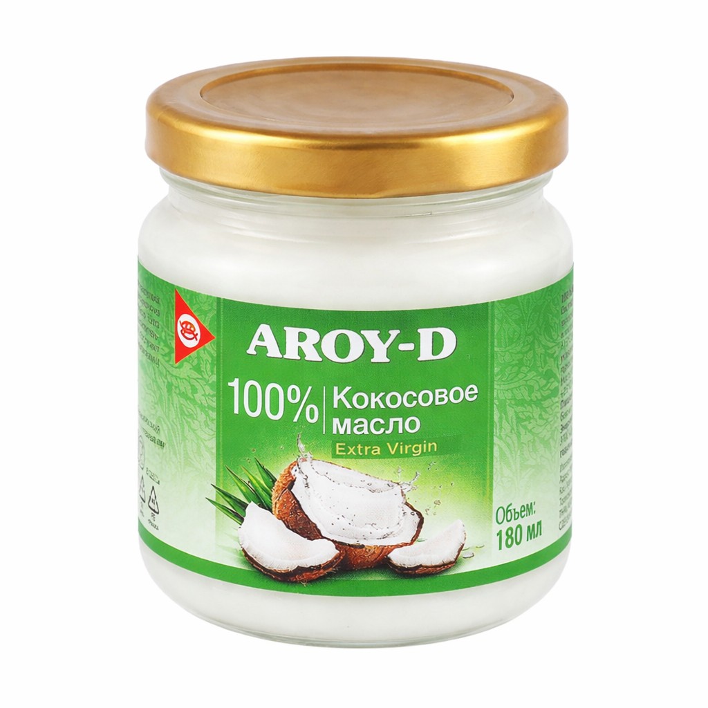 Кокосовое масло 100% Aroy-D (extra virgin) 180 мл, ст. б.