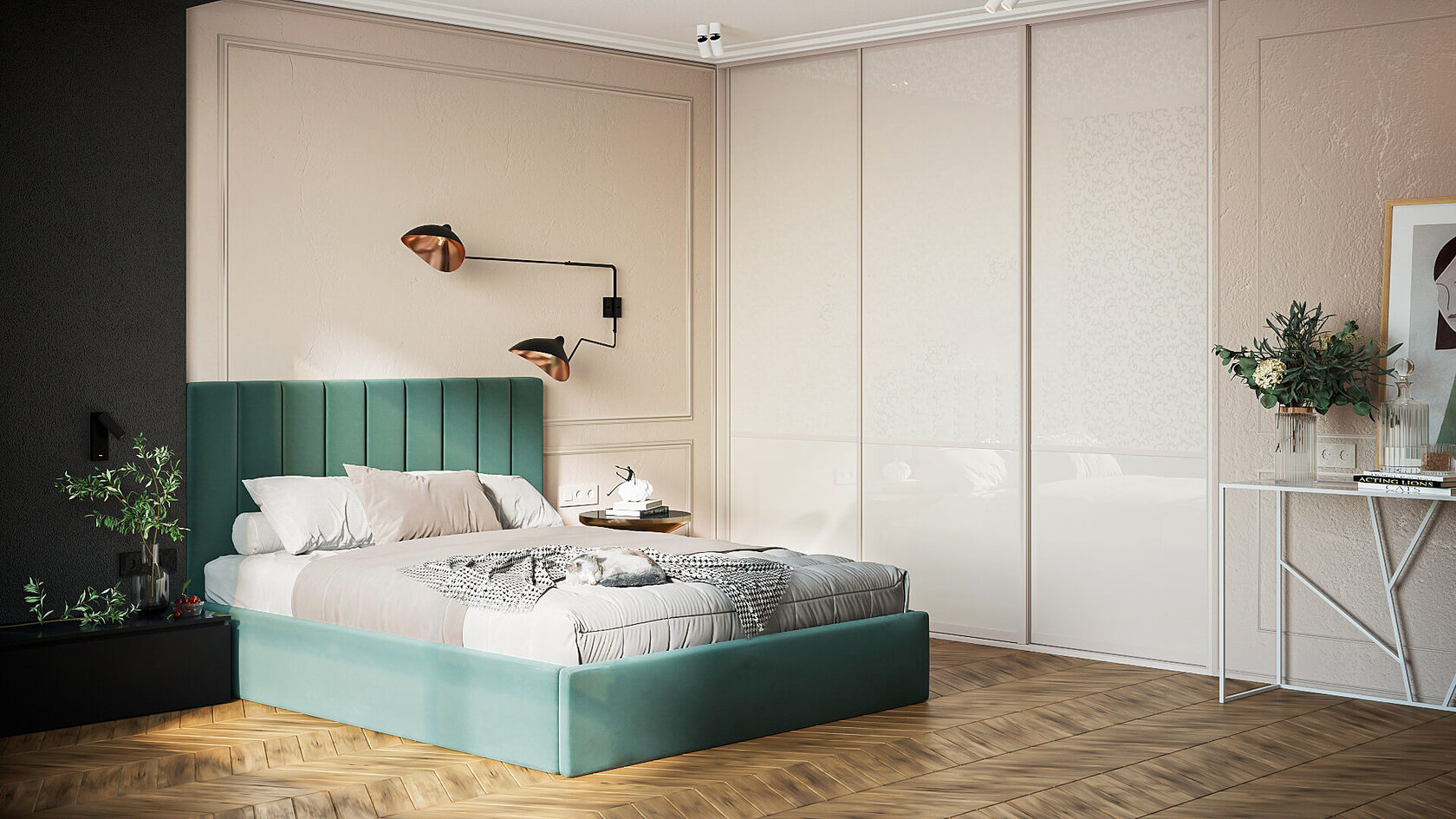 Заказать спальню «Керколди» изумрудная в стиле Неоклассика в ...