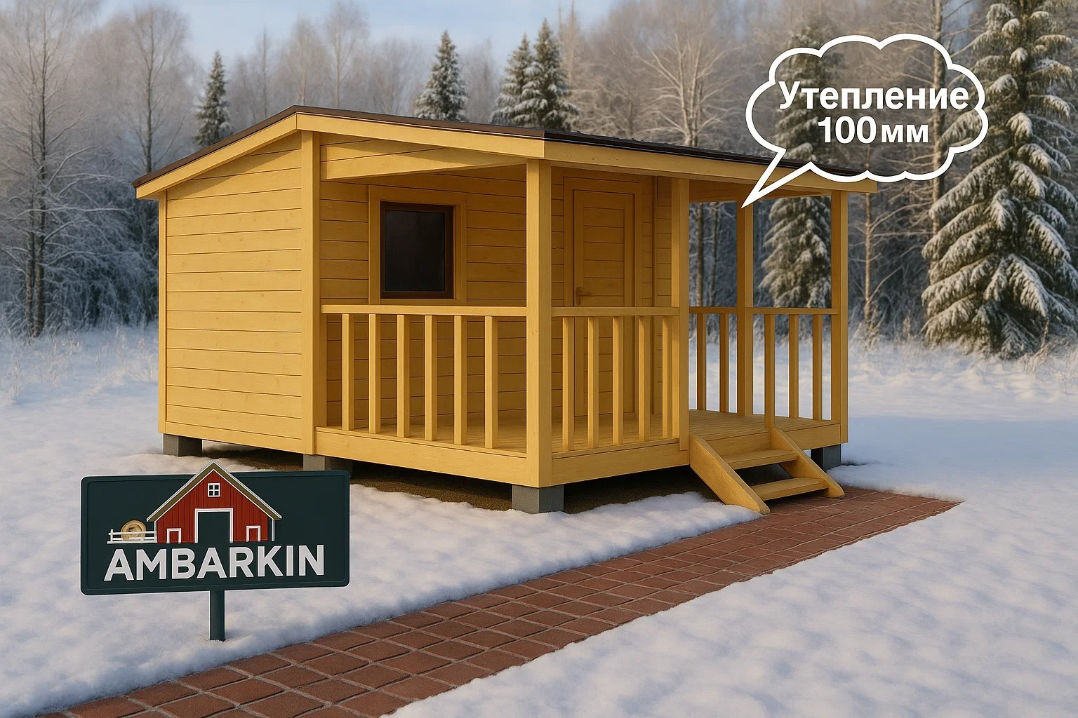 Бытовка 3х4 м с верандой и утеплением 100 мм купить дёшево в Москве и МО