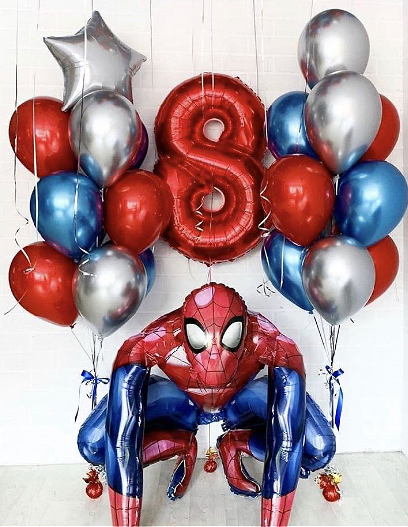 Ramo de globos de Spiderman 4 cumpleaños 5 piezas - Viva Party
