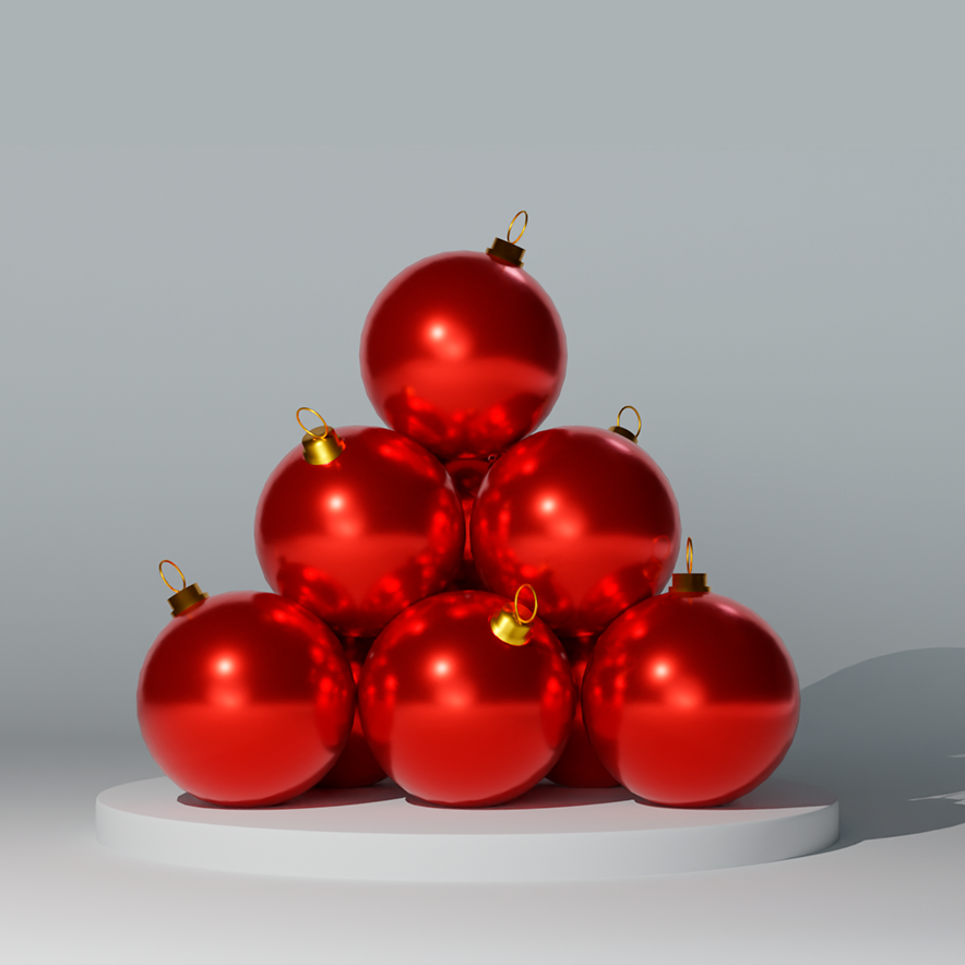 Пирамида из елочных игрушек большая