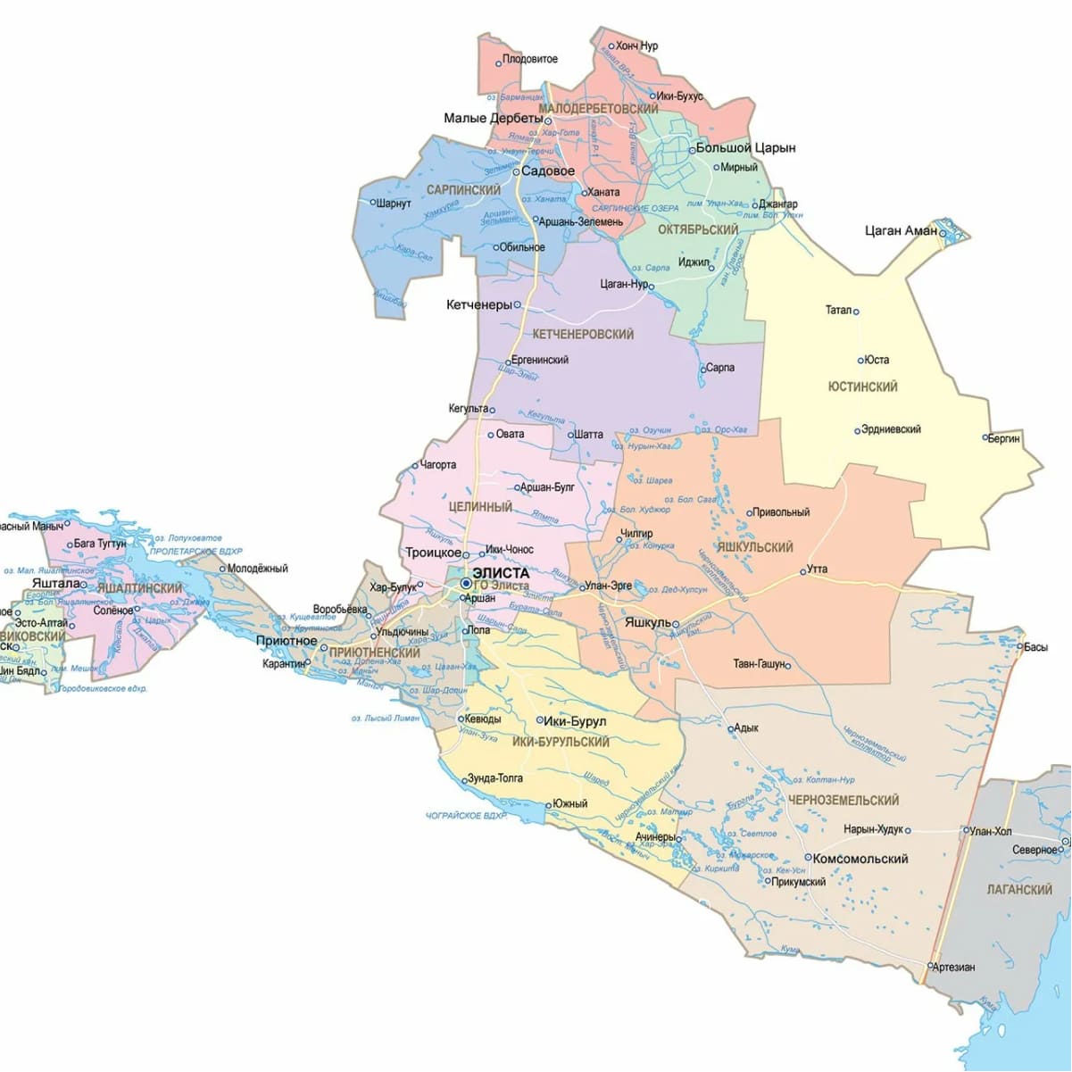 Республика калмыкия какой. Карта Калмыкии с границами. Карта Калмыкии с районами подробная. Республика Калмыкия границы. Административные границы Калмыкии.