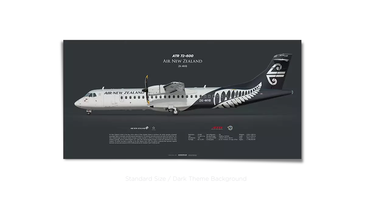 ATR 72‑600 Air New Zealand ZK‑MVB | Print | Aviaposter