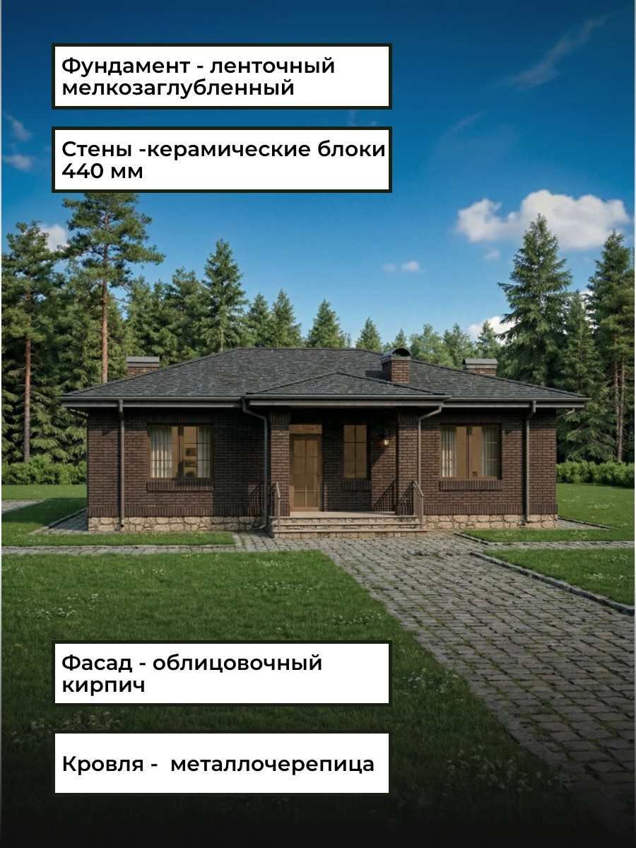 Проект дома 140 м2 / Газобетон / 1 этаж  — фото 6