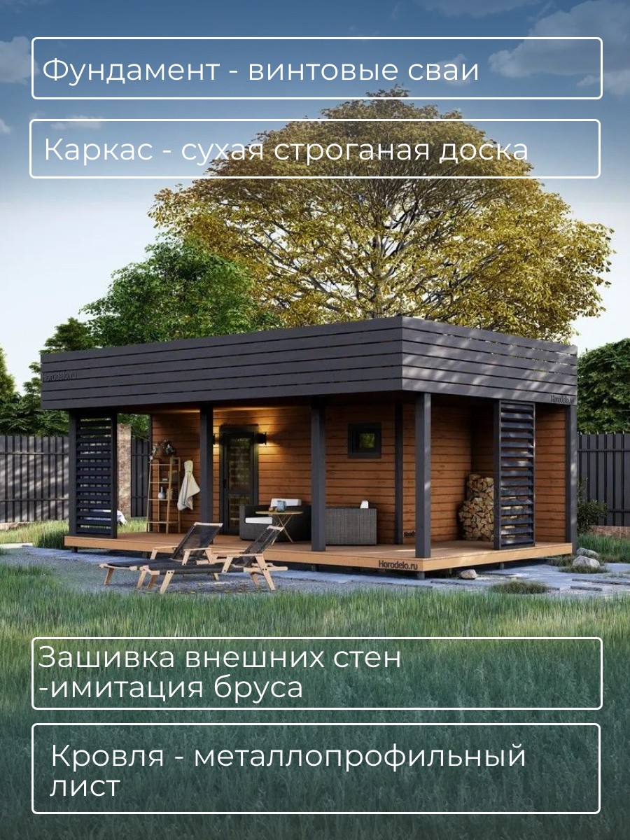 6х2,34 м /Баня/ Каркас / 68 листов / HDB — фото 4