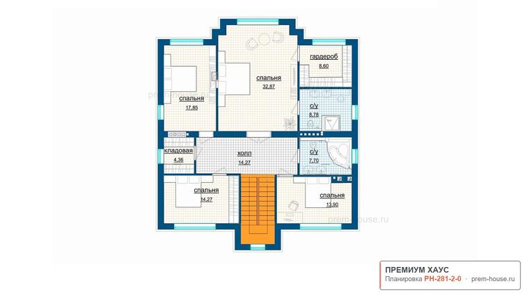Планировка 2 этажа дома Зеленогорск КВ-303, 303 м² — Премиум Хаус