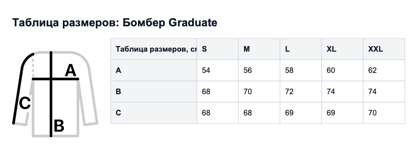 Таблица размеров