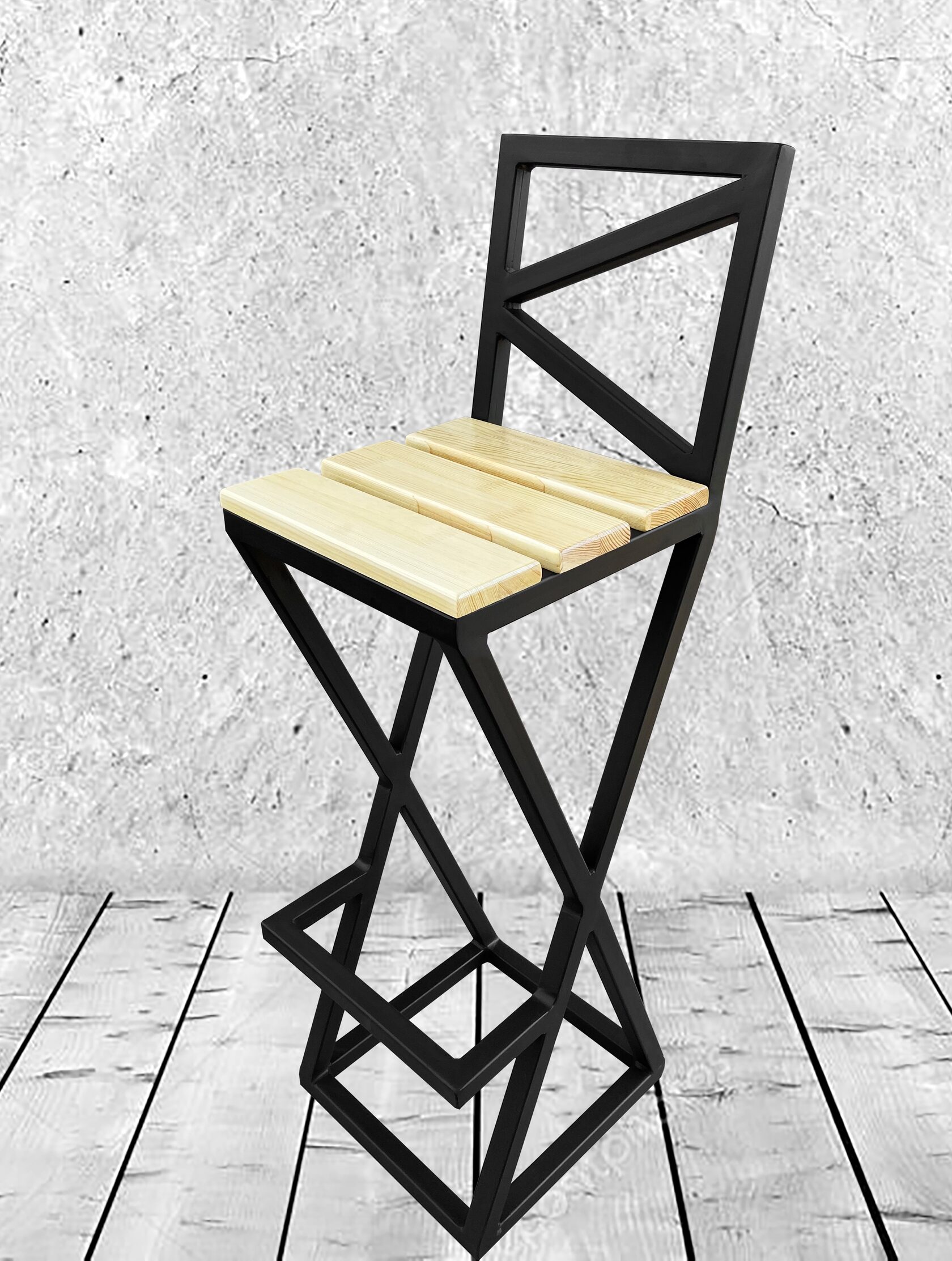 Стул RYGGE loft, темно-коричневый, стул кухонный со спинкой, обеденный, металлич