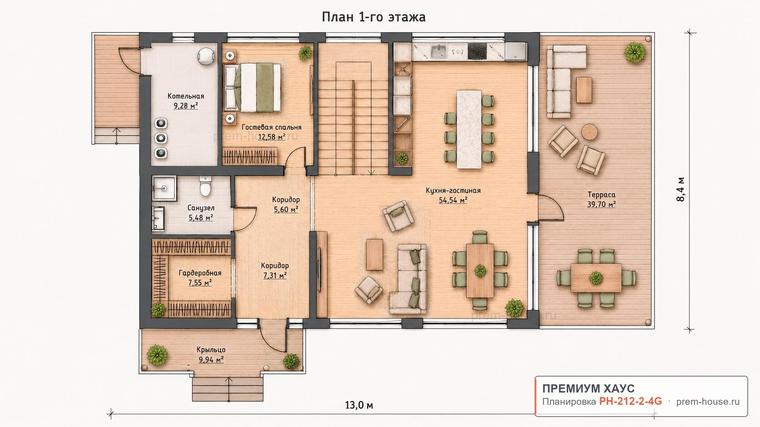 Планировка 1 этажа дома Современный КП-260, 212 м²— Премиум Хаус