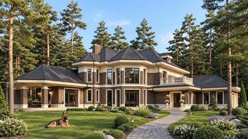Дом в классическом стиле в Репино-парке — проект, 605 м² — Визуализации дома, фото 1 — Премиум Хаус