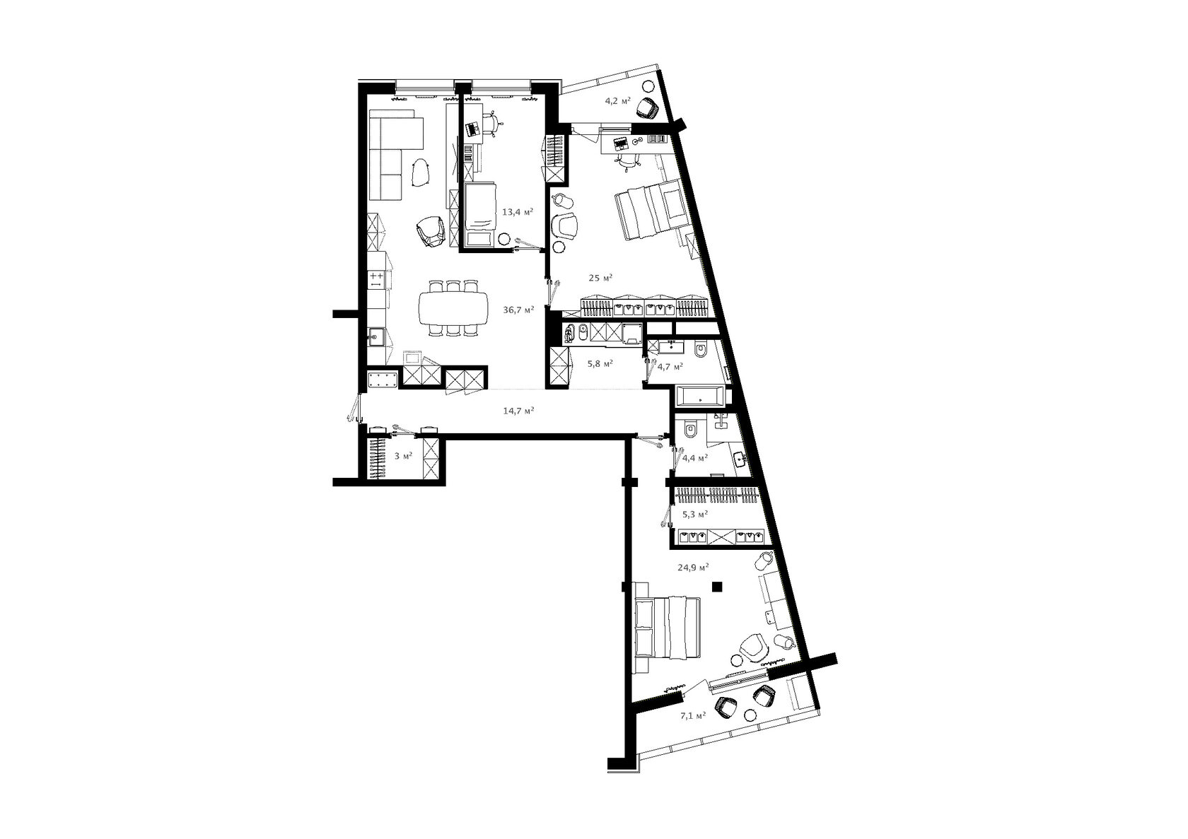 4-комнатная квартира №115, 149.50 м2