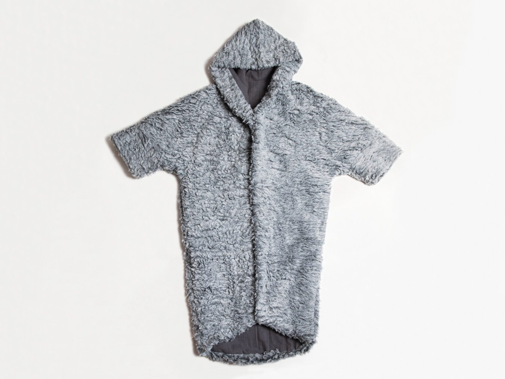 Пальто “КОКОН” из ЭКО меха (лен+конопля) серый - один размер - Серый - 