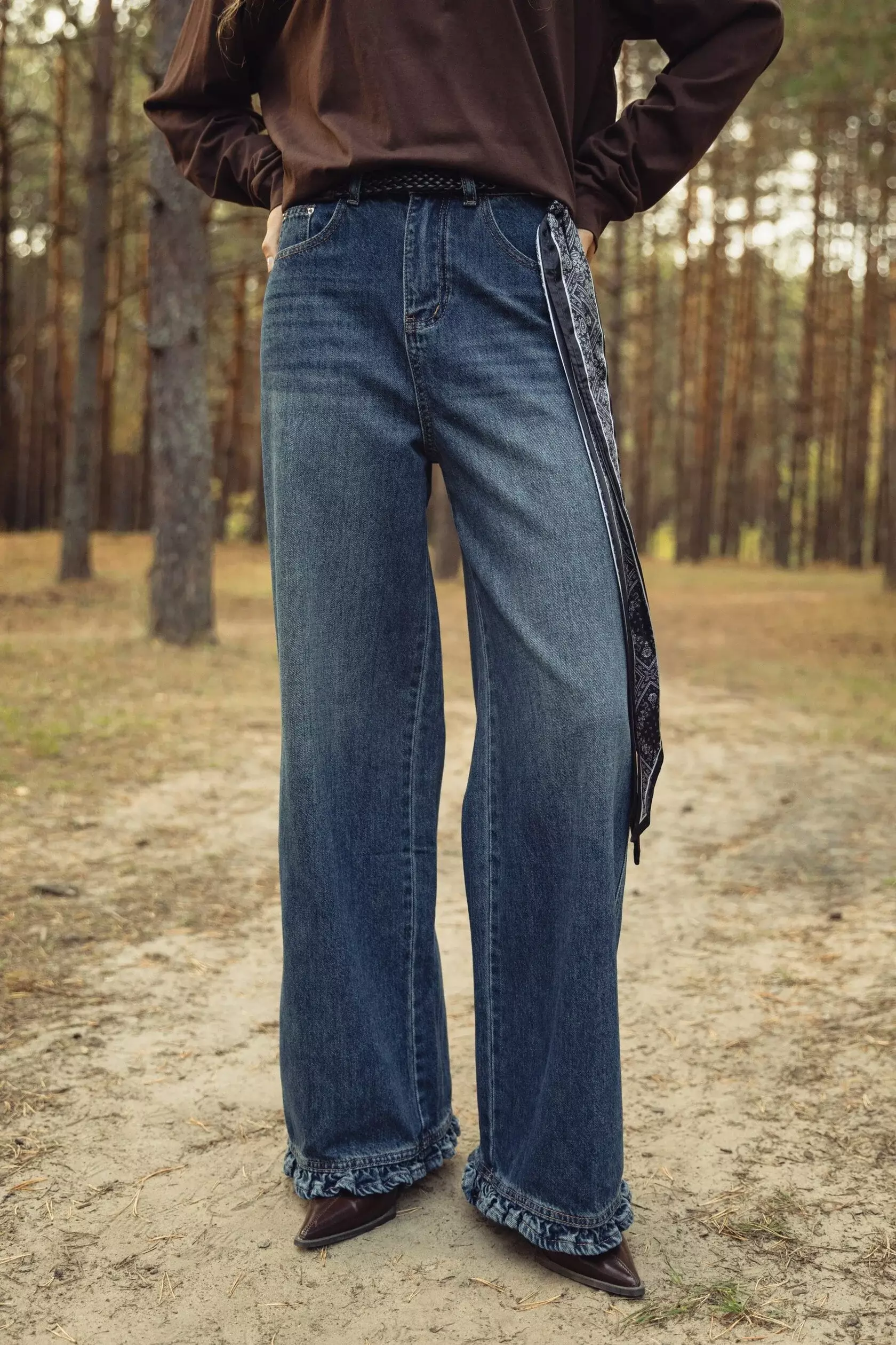 Джинсы палаццо PB с рюшей