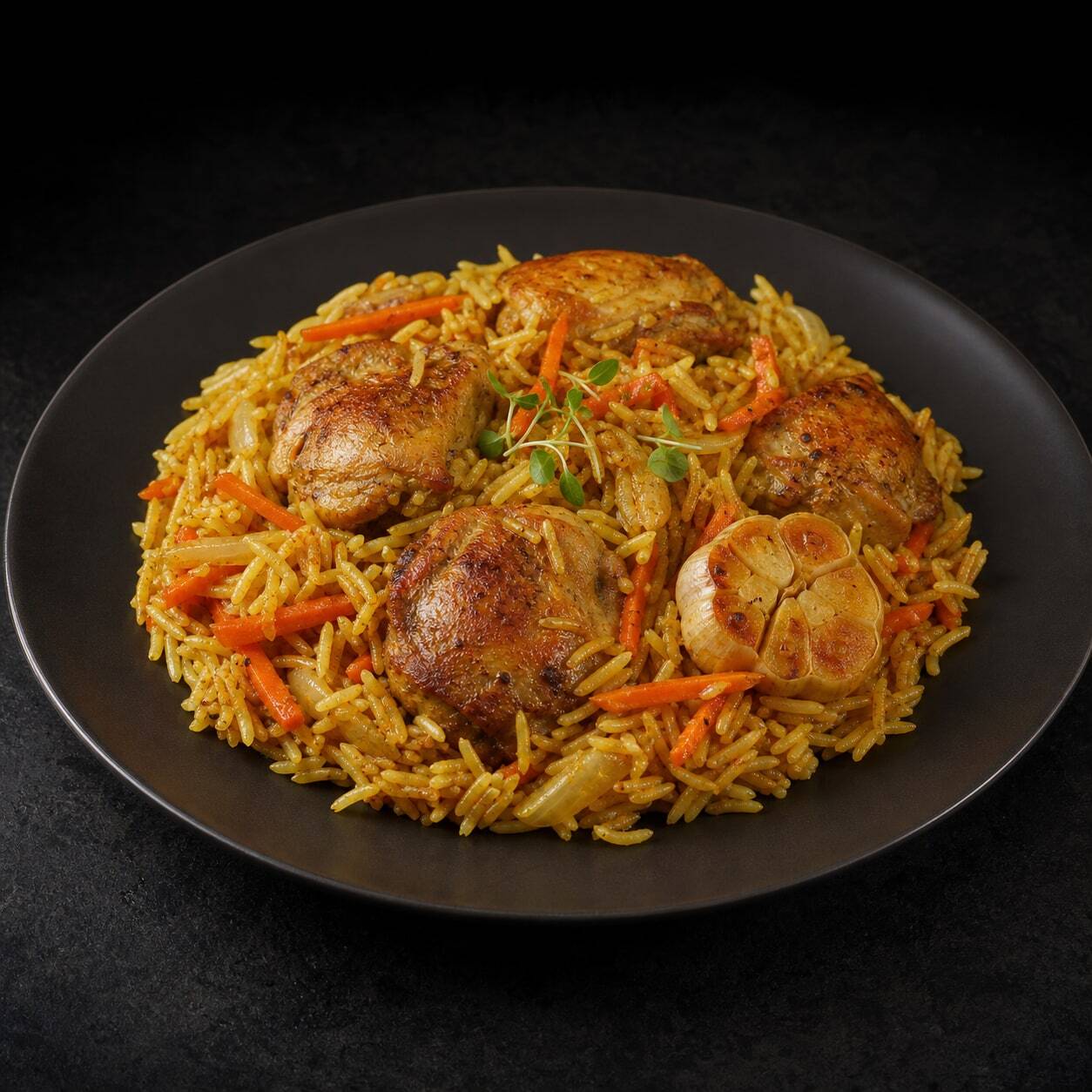 Куриный плов с пряным рисом и овощами — порция 350 г