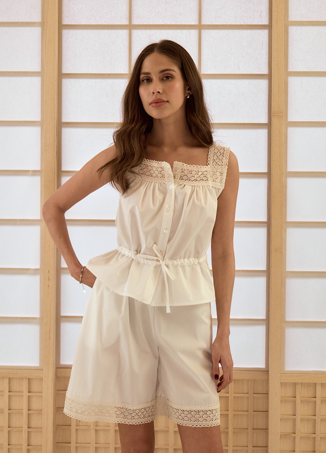 

Костюм Country Club: топ + шорты - Белый, White;белый