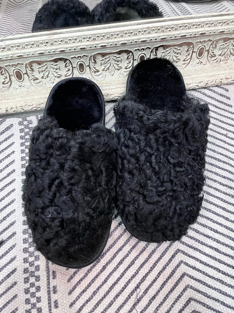 Тапочки из каракуля женские/черные - Chilove