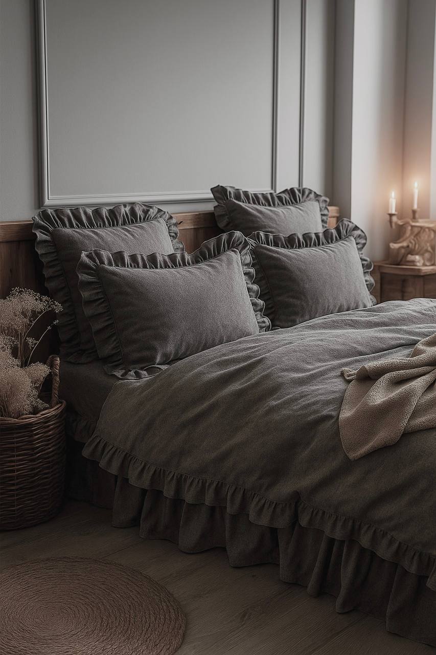 Комплект постельного белья из варёного хлопка Gray Ruche 22000₽