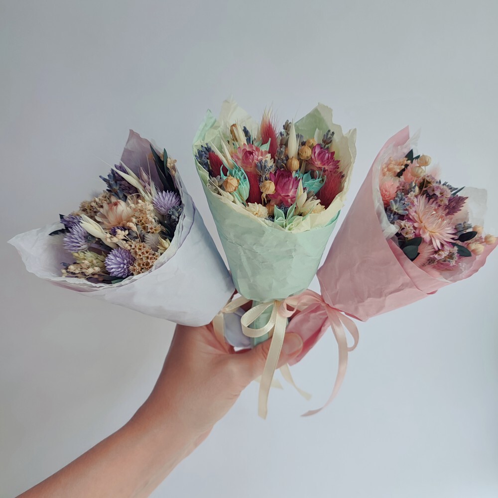 9 мини букетов из сухоцветов