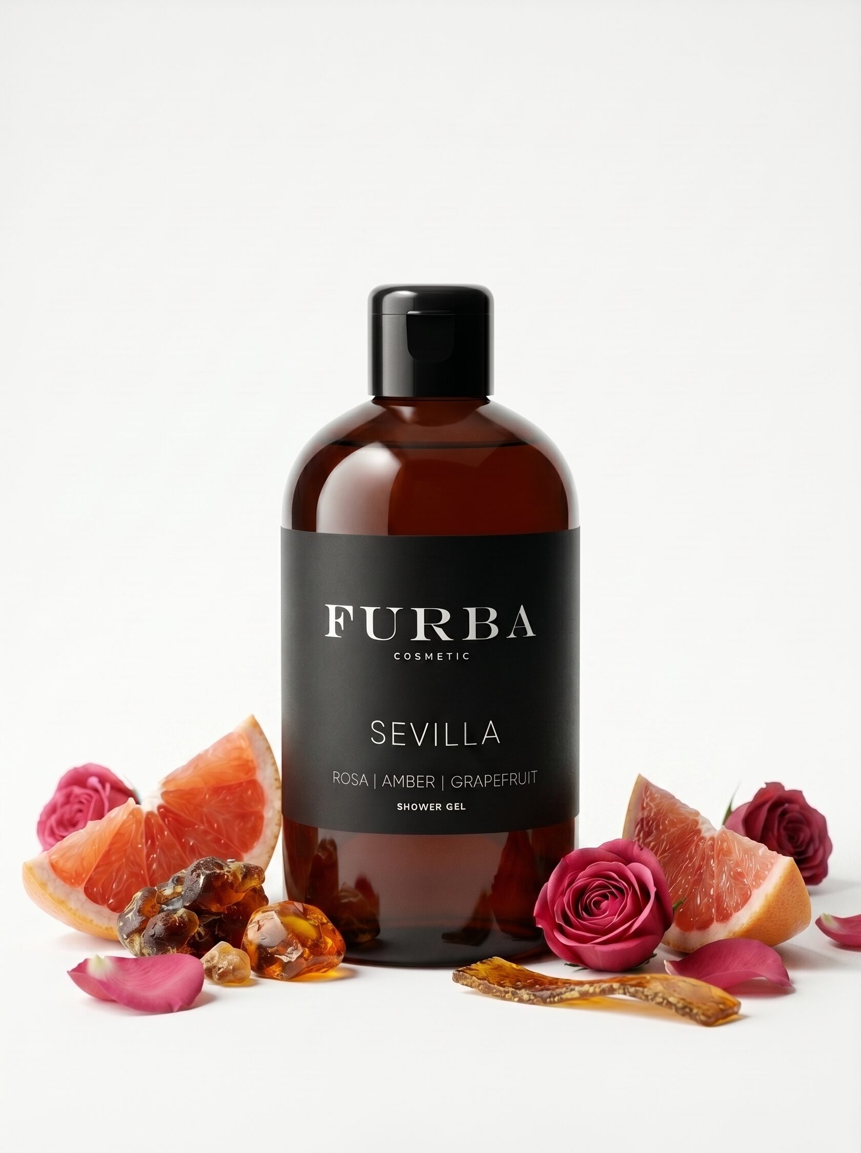 Парфюмированный гель для душа Furba Sevilla с с яркими цитрусовыми нотами и нежным ароматом розы, 300 мл