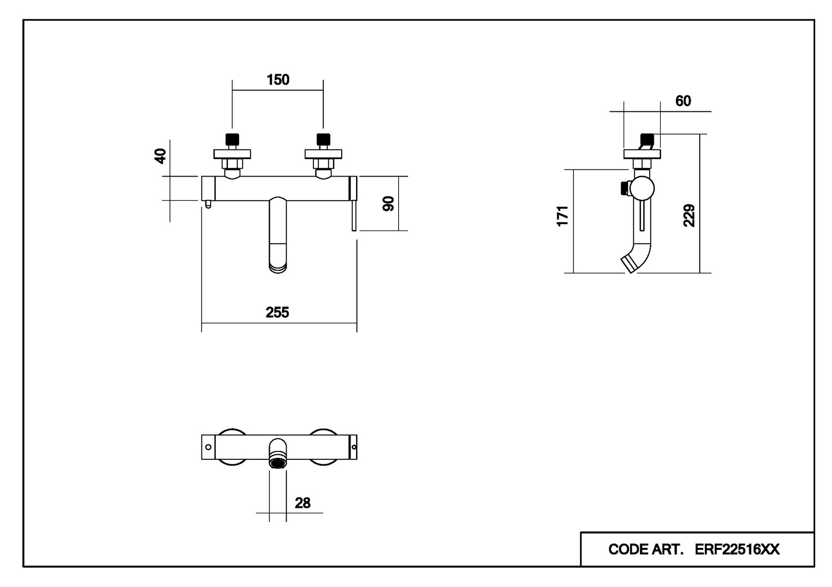 Cмеситель для ванны и душа Fluida схема