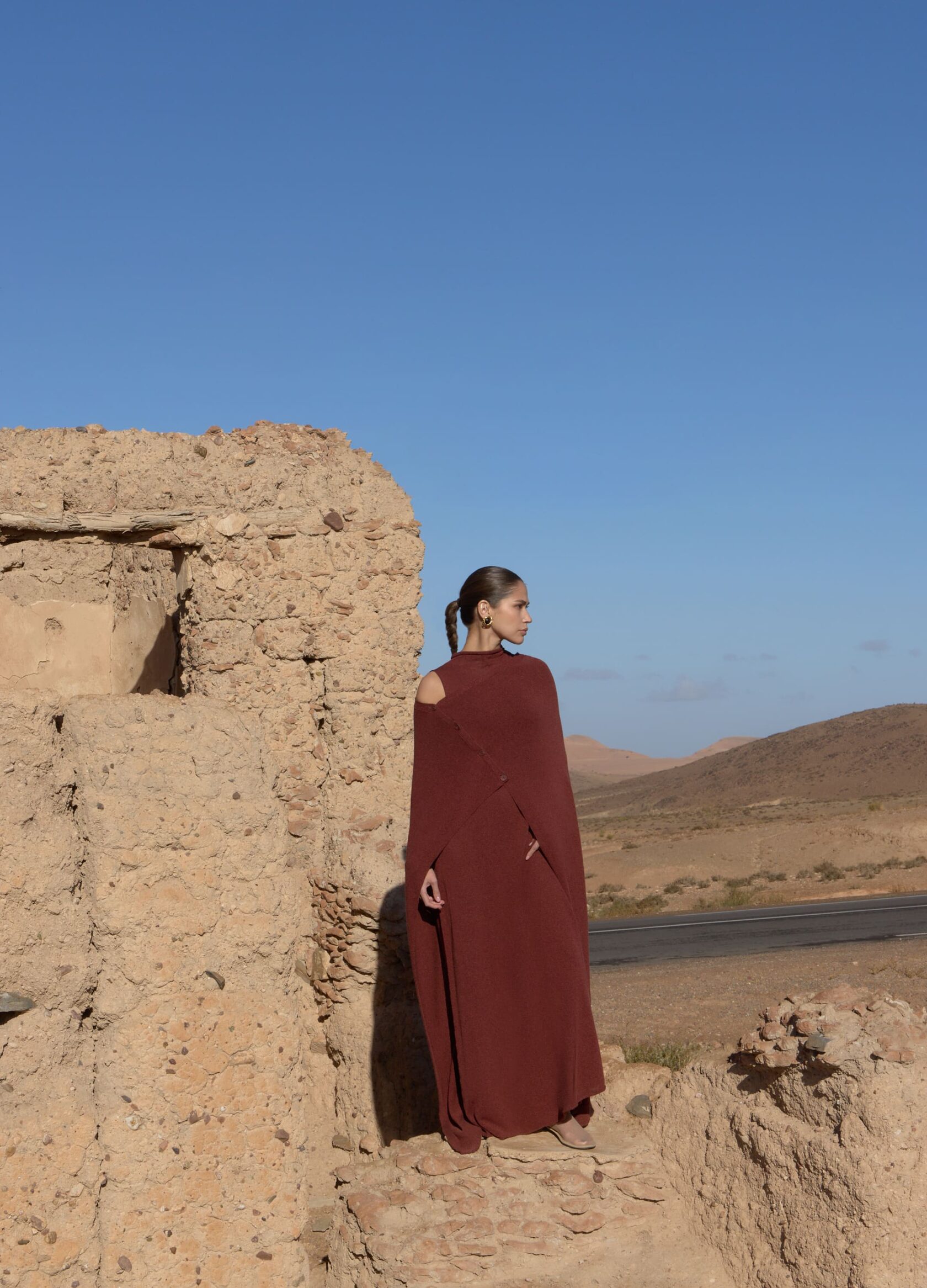 

Льняной кейп Oasis - Красный, Red wood;красный