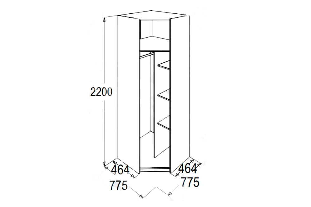 Шкаф угловой 2200 высота